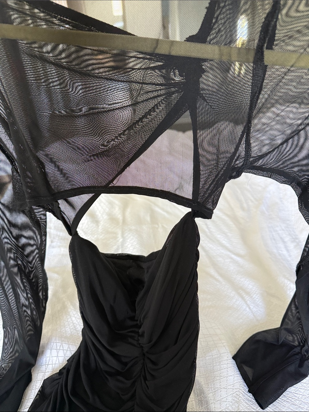 Amazon Black Sheer-Sleeve Bodycon Dress - Women - Picture 8 of 9